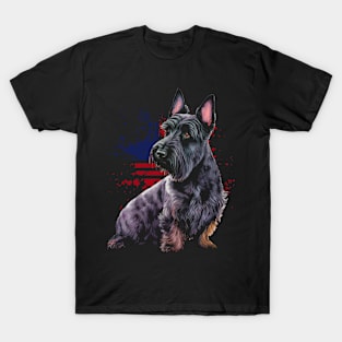 Scottish Charm Stylish Tee Featuring Adorable Scottish Terrier Illustrations T-Shirt